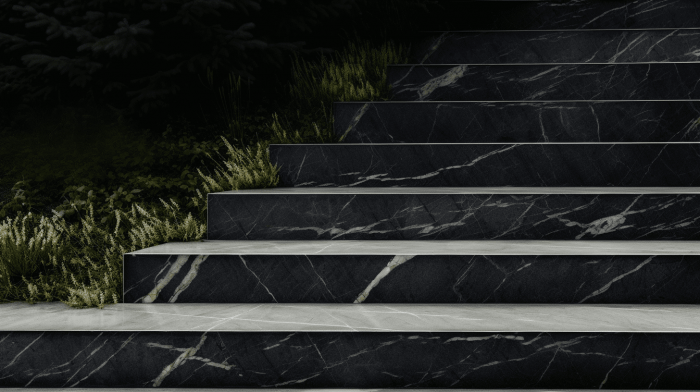 Ступени из мрамора Nero Marquina (Неро Маркина)