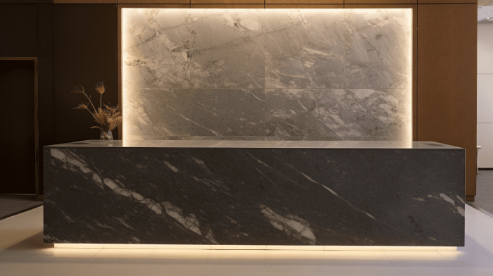 Ресепшен из мрамора Nero Marquina (Неро Маркина)